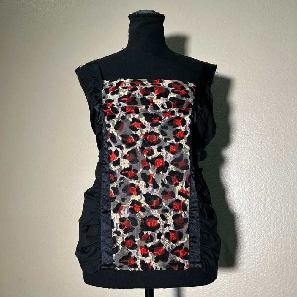 Authentic Brand Y2K Red Leopard Animal Print Ruched Tank Top XL CT-20126